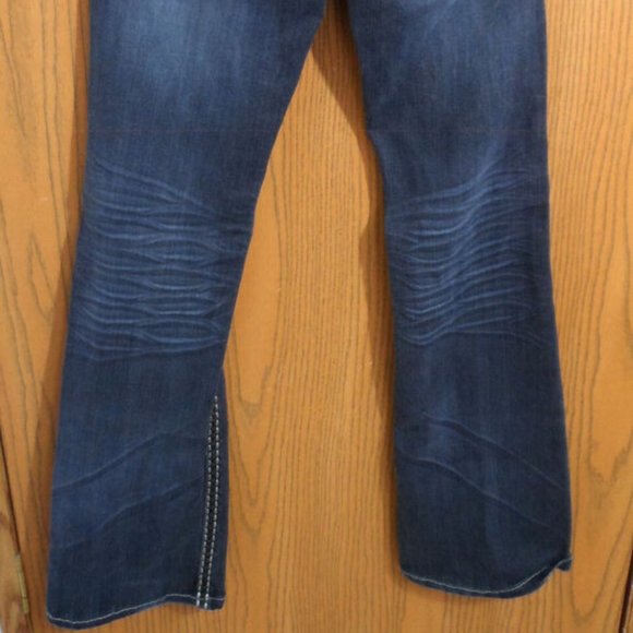 LA IDOL Jeans Sz 1 28x31 Flap pocket Bling Dark wash denim Designer Jr. pants - Picture 5 of 10